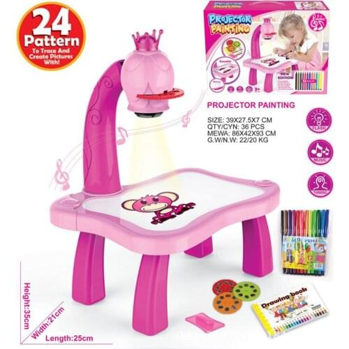 Trace and Draw Projector Toy Kids Drawing Projector Table Child Learning Desk with Smart Projector with Light Music GDeals