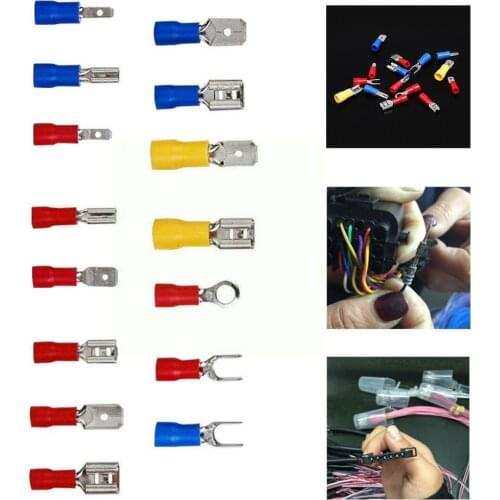 Assorted Insulated Spade Crimp Terminal Butt Electrical Spade Set Terminal Wire Yellow D4Q1 Blue Terminal Cold-Pressur Red B9A5
