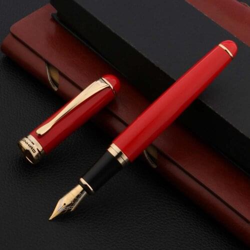Jinhao 750 Fountain Pen Metal Chinese Red Golden Bend Nib Ink Stationery School Supplies Writing New