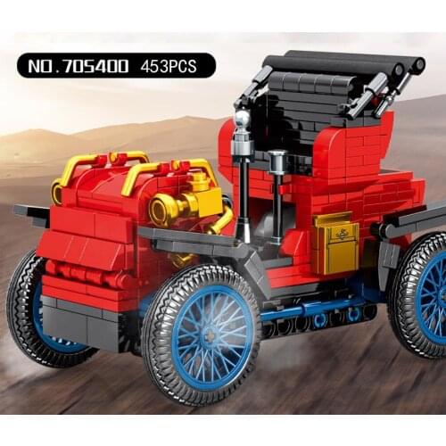 Technical scale building block classic 1903 Duryea Runabout L car Vintage vehicel bricks assemble toys collection for kids gifts