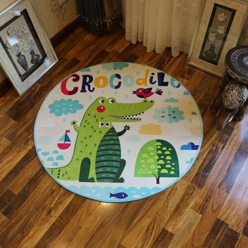 Crocodile Printed Floor Carpet For Living Room Round Kawaii Bedroom Rug Circular Mat For Bathroom Childrens Room Carpet Tapetes