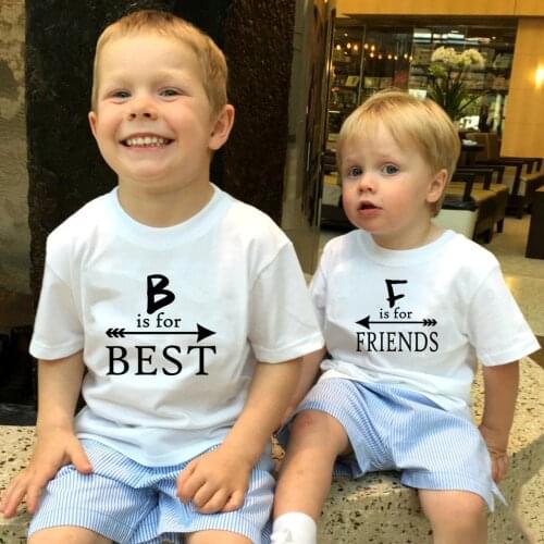 B Is for Best and F Is for Friend Baby Boys Girls Summer T-shirt Friends Outfit Clothes Chidren Matching Clothes Fashion Party
