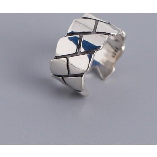 Trendy simple silver 925 rings for women,Small Square patternAdjustable opening size,party engagement wedding fine jewelry gifts