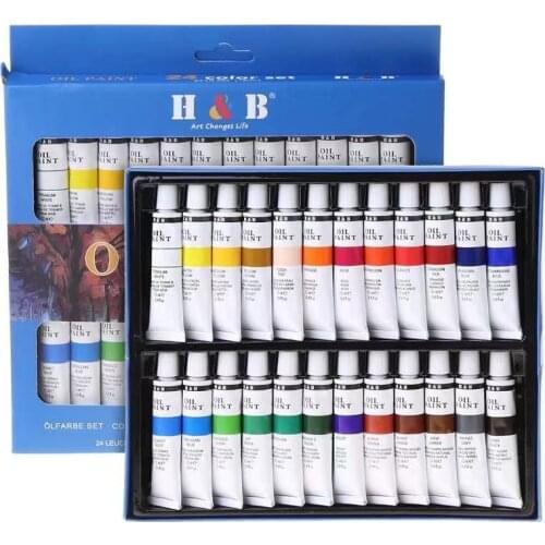 Oil Paint Set 24 Colors 12ml Richly Pigmented Painting Art Supplies for Canvas Painting Artist Kids&Beginners Art Gifts Ideal