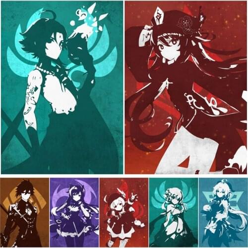 Wall Art Genshin Impact PostersGame Poster Anime Girl E Nursery Pictures Baby Kids Room Decoration Teenager