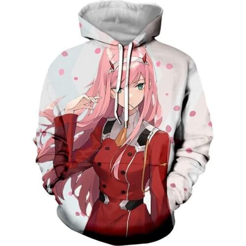 2021 Autumn New Hoodies Anime Darling in the FranXX 3D Printed Hooded Sweatshirt Harajuku Casual Fashion Pullover