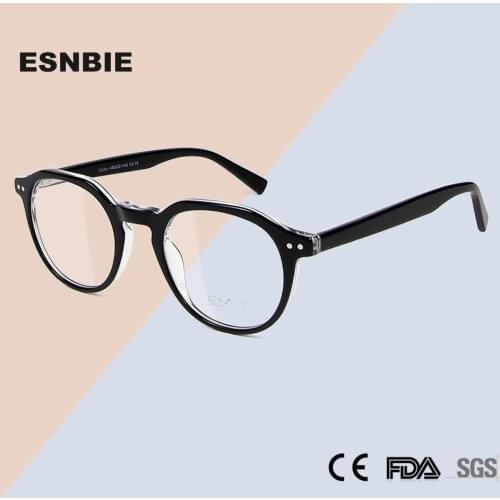 Designer Acetate Optical Glasses Frame Men Women Retro Round Transparent Myopia Prescription Eyeglasses MenS Eyewear Frames