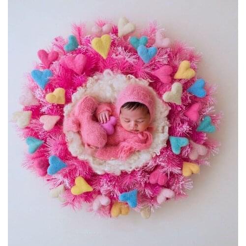 Heart wool handmade DIY baby photography props accessories crafts materials accessories little bebe newborn photography props