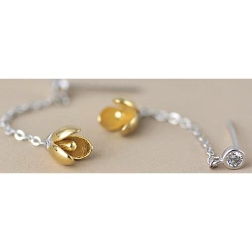 Luxury Female Gold Flower Drop Earrings Charm Silver Color Wedding Earrings Vintage Geometry Long Dangle Earrings For Women