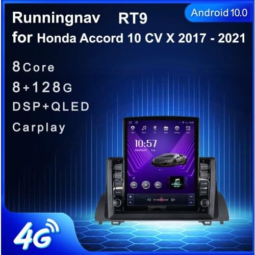 Runningnav For Honda Accord 10 CV X 2017 2018 2019 2020 2021 Tesla Type Android Car Radio Multimedia Video Player Navigation GPS