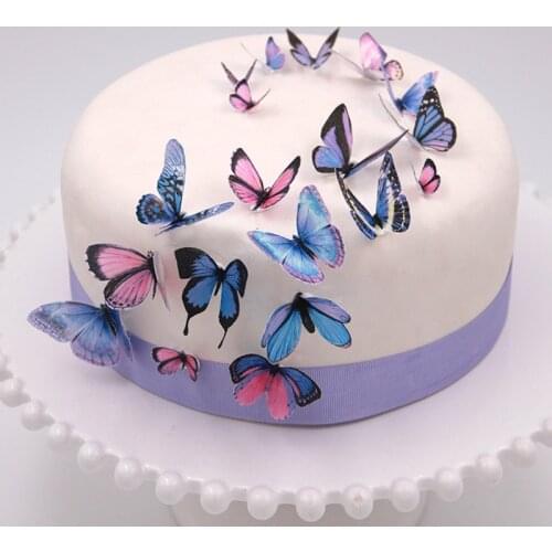Colorful Butterflies Edible wafer paper for cake decorations,34 pcs ,idea decoration cake,edible paper for cup cake decoration