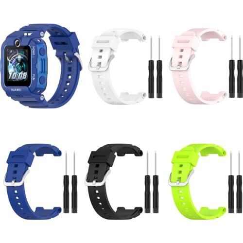 Silicone Watch Strap Rubber Wristband for Huawei Childrens Watch 4X Waterproof Sweatproof Silicone Watch Accessories