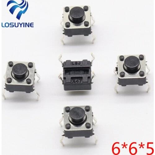 50pcs/lot 6x6x5MM 4PIN G90 Tactile Tact Push Button Micro Switch Direct Self-reset DIP Top Copper Free Shipping Russia