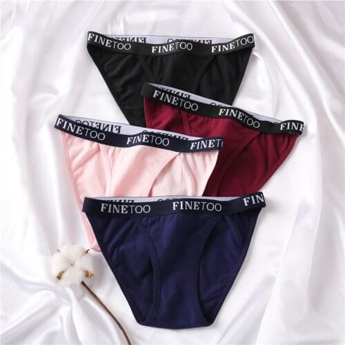 FINETOO Cotton Womens Panties Women Low-rise Panties M-XL Underwear Women Sexy Letter Belt Underpants Comfortable Lingerie