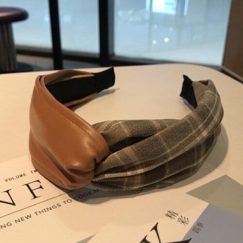 Simple cross strap leather headband retro all-match headband hair band ladies print hair accessories