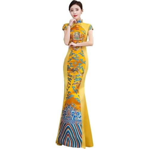 Summer Women Long Mermaid Evening Dresses Satin Prom Party Stage performance Costume Slim Evening Dress 2021 Vestido FC603