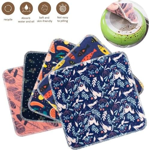 1/3/5Pcs Cleaning Towel Fabric Cotton Anti-grease Cleaning Cloth Multifunction Home Washing Dish Kitchen Supplies Wiping Rags