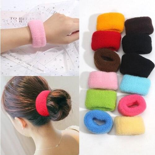 2/6/12 Pcs Women Girl Cute Knitting Solid Scrunchies Rubber Band Children Soft Elastic Hair Bands Kid Sweet Hair Accessories Set