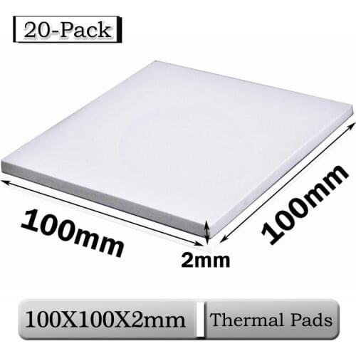 20Pcs/lot Gdstime 100x100x2mm 2mm Thickness White Thermal Pad CPU Heatsink Pad 100x2mm Conductive Silicone Thermal Pads