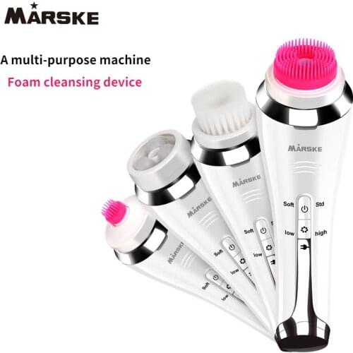 4 in1 Facial Cleansing Brushes Electric Roration Face Cleaner Brush Heat Up Face Massager Face Lift Facial Cleaning Skin Care