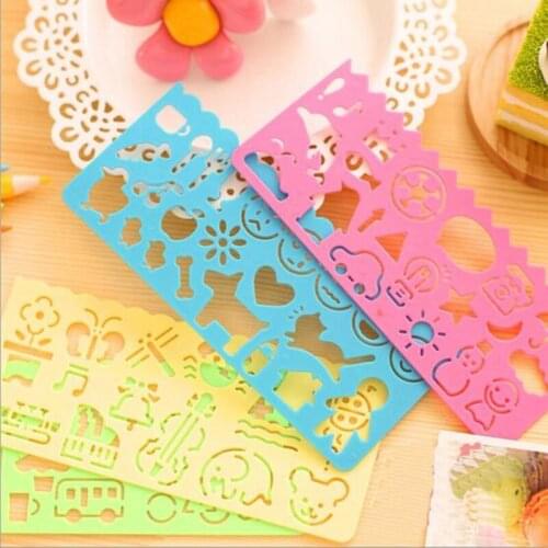 40Pcs/lot Cute cartoon hollow ruler with cartoon pattern DIY handmade scrapbook drawing tool school supplies kids gift
