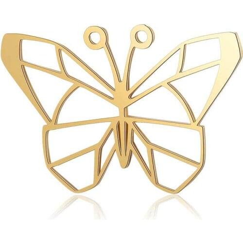 5pcs/Lot Gold Steel Color Charms Open Frame Pendant Elegant Butterfly Shape Pendant Diy Necklace Earring Bracelet Jewelry Making