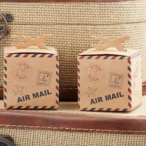 5pcs airplane Chocolate Candy Box gift bag Vintage Wedding Travel Theme Birthday Party bridal shower retirement decoration favor