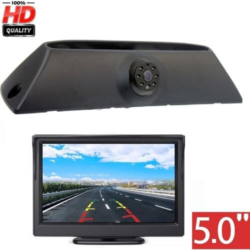 Misayaee Stops Lights HD Car Rear View Brake Light Reverse Camera for IVECO Daily 4 Gen 2008-2014 +5.0 Inch Display Night Vision