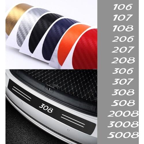Car Styling Trunk Rear Bumper Carbon Fiber Protector Sticker Decal for Peugeot 206 207 208 306 307 308 508 106 107 108 2008 3008