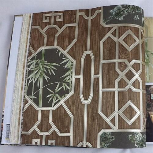 Beibehang New Chinese classical tea restaurant meal shop wallpaper Chinese style 3D three - dimensional window grill wallpaper