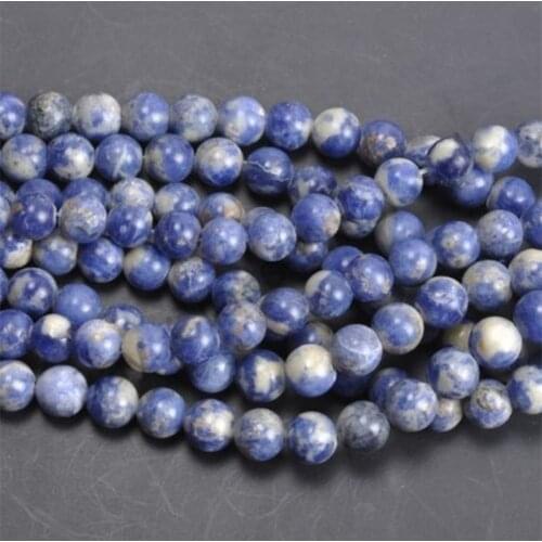 Natural Stone Bead Smooth Sodalite Round Loose Beads for Jewelry Making DIY Bracelet Accessories 4/6/8/10 Mm