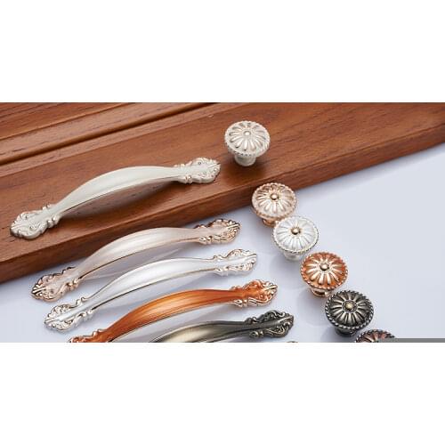 European Zinc Alloy Cabinet Handles Wadrobe Door Pulls Drawer Knobs Kitchen Cupboard Handles Furniture Handle Hardware