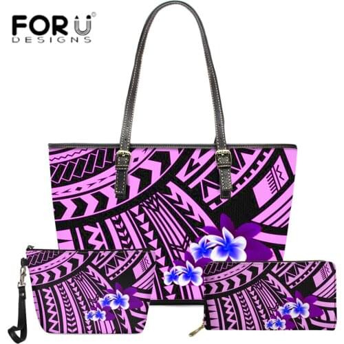 FORUDESIGNS 4 Colors Ethnic Tribe Design Luxury Shoulder Bags 3pcs/set African Flower Purse Daily Handbags PU Leather Sac a main
