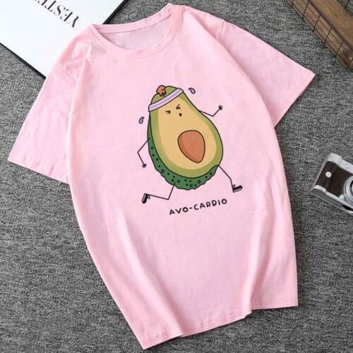 Women New Avocado Cartoon T Shirts Vintage Harajuku Personality Cute Tops Printing Short Sleeve T-shirt Tee Tops Female Clothing