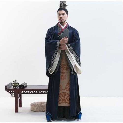 Chivalrous Talented Minister Apparel Film TV Performance Classical Improvement Hanfu Han Dynasty Mens Scholar Official Clothing