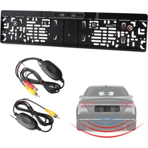 IDC 12V R Night Vision EU Car License Plate Frame Rear View Camera + 2.4G Wireless Color Video Transmitter and Receiver