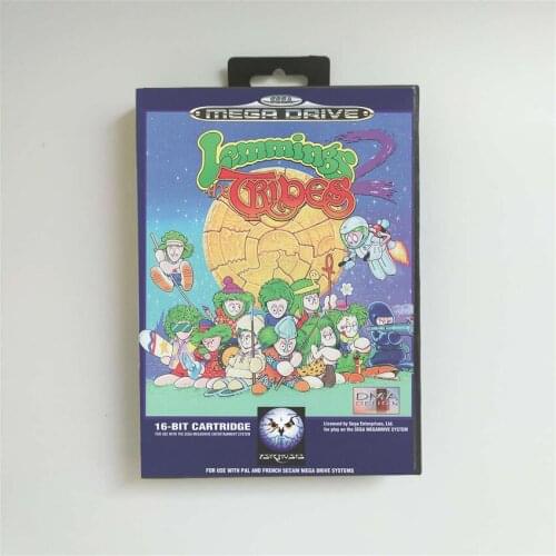 Lemmings 2 The Tribes - EUR Cover With Retail Box 16 Bit MD Game Card for Megadrive Genesis Video Game Console