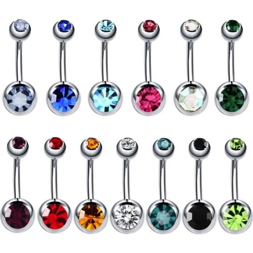 Belly Button Rings Crystal Surgical Steel Body Jewelry Belly Piercing Rings Sex Real Navel Piercing Ombligo Pircing 16G