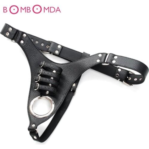 1pc Leather Fixed Penis Ring Male Chastity Device Belt Penis Sleeve Cock Cage For Men Cock Rings