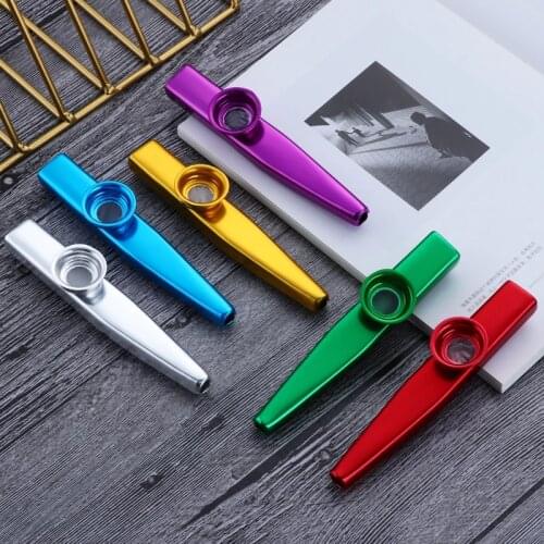 1Pc 6 Colors Metal Kazoos Musical Instruments Flutes Diaphragm Mouth Kazoos Musical Instruments Good Companion for Guitar