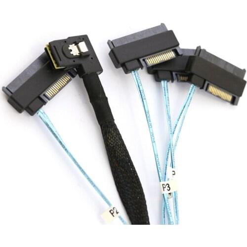 Mini SAS SFF-8087 Left Turn 4XSFF-8482 One To Four 12G High-speed Service Internal Cable