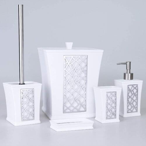 By Selim Mirage 5 Piece Bath Set - White/silver