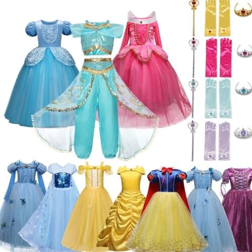 2021 New Dress Girls Costume Cosplay Costumes Long Sleeve Halloween Children Dresses Party Princess Girl Dresses christmas