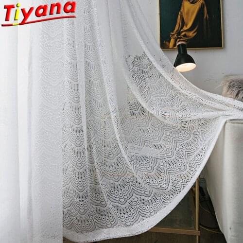 New Warp Knitting Jacquard Hollow Window Screen White Lace Transparent Breathable Curtain Yarn Customized Product X-HM149#30