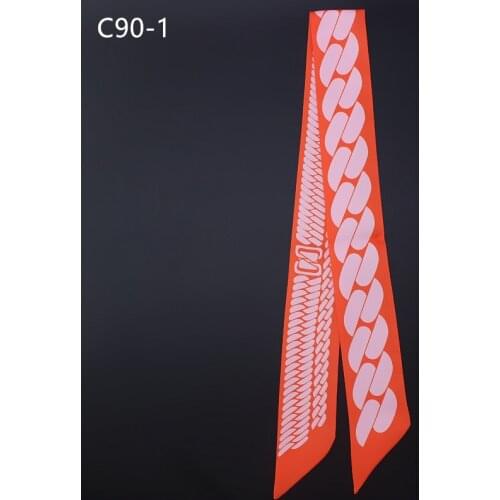 New Design Vintage Chain Print Women Small Twill Silk Scarf Luxury Brand Bag Ribbons Fashion Head Scarf Summer Long Scarves