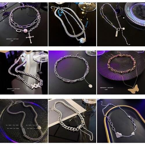 Ins Vintage Multi-Layer Chain Choker Necklace For Women Gold Silver Color Goth Pearl Colin Collar Jewelry Free Shipping