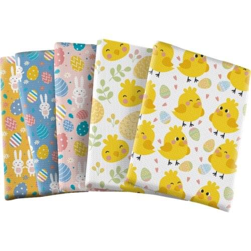 Polyester Bubble Cloth Printed Easter Day Egg Cloth DIY Craft Clothing Sewing Supplies 50*145CM