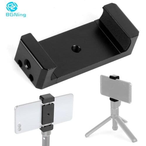 Portable Mobile Phone Clamp Stand Holder Clip Tripod Adapter Cold Shoe Mount 1/4 for iPhone HUAWEI Smartphone Vlog Selfie Camera