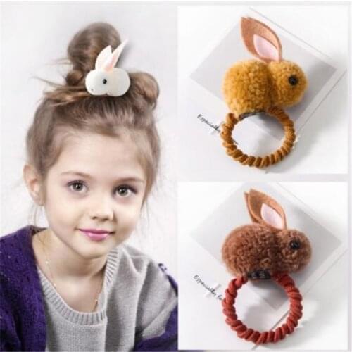 Fashion Cute Ball Rabbit Hair Ring Female Tie Rope Korean Elastic Rubber Hair Bands Bunny Hair Clip Childrens Hair Accessories