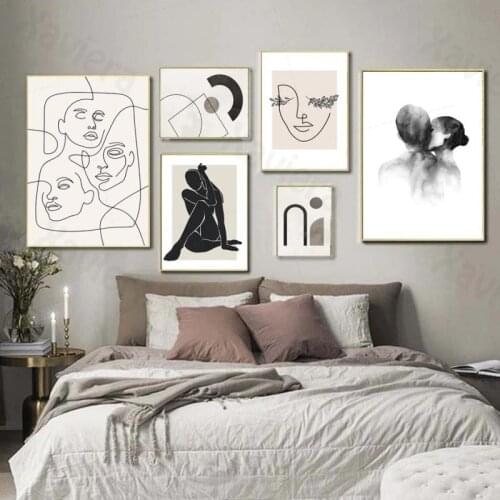 Nordic Retro Poster Wall Picture Canvas Painting Abstract Figure Painting Line Art For Living Room Bedroom Home Decoration Mural